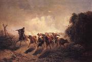 unknow artist Union Drover with Cattle for the Army Spain oil painting artist
